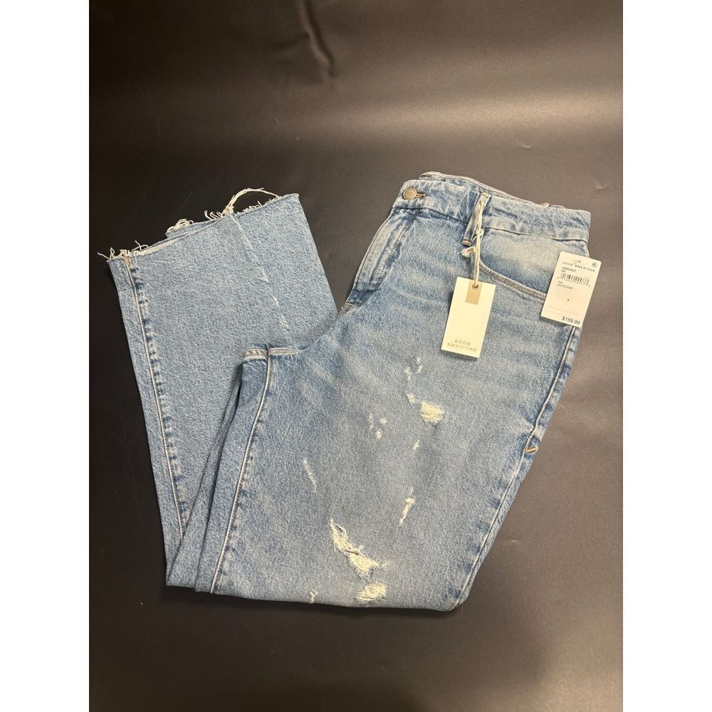 Good American Light Blue Distressed Boyfriend Jeans